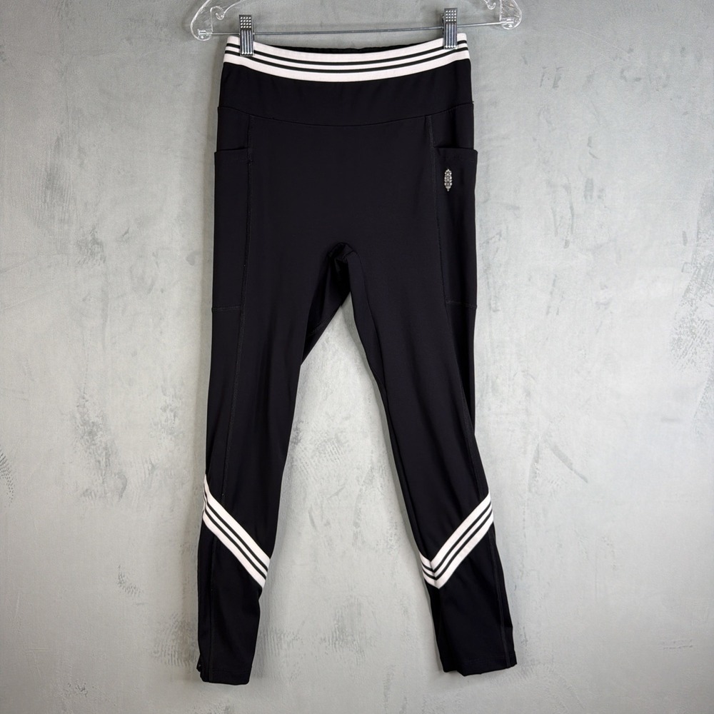FP Movement Leggings Womens Small Black Stripe Athletic Yoga Pocket